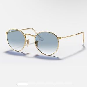 Ray-Ban Gold Frame Blue Lens Sunglasses